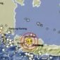 Pusat gempa magnitudo 4,9 yang mengguncang Bekasi, Jawa Barat, Rabu (20/8/2025) pukul 19.54 WIB. (BMKG)