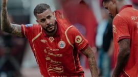 Selebrasi Maxwell usai mencetak gol tunggal e gawang Malut United yang menyelamatkan Persija dari Kekalahan perdana. (Joke)