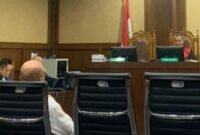 Pengacara korporasi Ariyanto Bakri sebagai tersangka sekaligus saksi dalam sidang perkara suap putusan lepas kasus ekspor CPO di Pengadilan Tipikor Jakarta. (Joke)