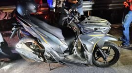 Kondisi motor usai menabrak truk di Jalan Yogyakarta-Wonosari, Piyungan, Bantul, Juamt (8/8/2025). (Humas Polres Bantul)