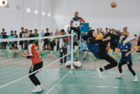 Pertarungan sengit berebut juara takraw Poda DIY. (Joke)