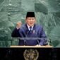 Presiden Prabowo Subianto saat menyampaikan pidatonya dalam sidang majelis umum PBB, Selasa (23/9/2025) waktu New York. (Reuters)