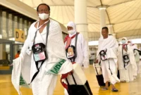 Jemaah calon haji Indonesia 2024 tiba di Bandara King Abdul Aziz, Jeddah, Arab Saudi. (Joke)