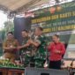 Camat Kaliwiro, Kapolsek, Kaminvetcadam IV/12 Wonosobo, serta tokoh masyarakat dalam acara tasyakuran dan santunan anak yatim dan duafa di halaman Koramil, Senin (6/10/2025). (Joke/waw)