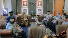 Wagub Lampung dr. Jihan Nurlela menerima kunjungan kerja Forum Kerukunan Umat Beragama (FKUB) Provinsi Lampung, di Ruang Kerja Wagub, Bandarlampung, Senin (13/10/2025).