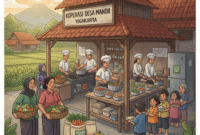 Ilustrasi - Koperasi desa memasok bahan pangan lokal untuk diolah dan disajikan sebagai MBG. (AI)