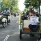 Wali Kota Yogyakarta Hasto Wardoyo mengampanyekan penggunaan becak listriksebagai kendaraan berbasis tradisi di DIY selain andong. (Dok Pemkot)