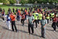 Sebanyak 45 tim turut ambil bagian dalam pengenalan senam Jogja, terdiri dari perangkat daerah, kemantren, sekolah, serta partisipasi Sekretariat DPRD Kota Yogyakarta. (Sekretariat DPRD Kota Yogyakarta)
