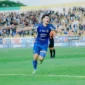 Rahmatshoh Rahmatzoda merayakan gol tunggalnyang dicetaknya pada menit ke-38 yang menjadi penentu kemenangan PSIM atas Bhayangkara FC. (joke)