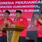 Eko Suwanto menyampaikan pidato setelah kembali terpilih memimpin DPC PDI Perjuangan Kota Yogyakarta untuk periode 2025–2030. (joke)