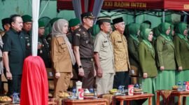 Wakil Gubernur Lampung Jihan Nurlela dan berbagai unsur Forkopimda menghadiri Upacara Peringatan Hari Juang Kartika TNI Angkatan Darat (AD) Tahun 2025 yang digelar di Lapangan Saburai, Bandar Lampung, Senin (15/12/2025).