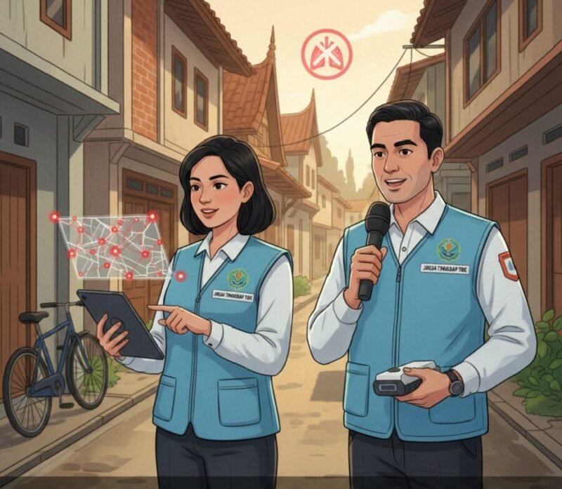 Ilustrasi - Petugas Dinas Kesehatan melakukan pelacakan aktif terhadap penderita tuberkulosis (TBC) guna menekan potensi penularan yang lebih luas di masyarakat.(Dibuat dengan AI)