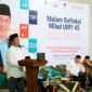 Gubernur NTB Lalu Muhammad Iqbal yang merupakan alumni UMY menyampaikan pidato pada Malam Refleksi Milad ke-45 Universitas Muhammadiyah Yogyakarta (UMY), Sabtu (28/2l/2026), di Masjid K.H. Ahmad Dahlan UMY. (Humas UMY)