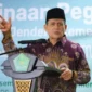 Wakil Menteri Agama H.R. Muhammad Syafi’i menyampaikan sambutan pada acara halal bihalal Itjen Kemenag di Jakarta, Rabu (8/4/2026). (Humas Kemenag)