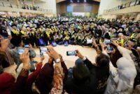 Universitas Muhammadiyah Yogyakarta mengukuhkan ratusan lulusan pada hari pertama Wisuda Periode III Tahun Akademik 2025/2026 yang digelar di Sportorium UMY, Rabu (8/4/2026). (Dok UMY)