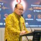 Asisten Deputi Pengurangan Risiko Bencana Kemenko PMK, Dr. Andre Notohamijoyo, M.S.M., saat menyampaikan pidato kunci dari Menko PMK, Prof. Dr. Pratikno, M.Soc.Sc., dalam kegiatan Pertemuan Ilmiah Kebencanaan ke-9 di UMY