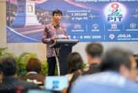 Kepala Pelaksana BPBD DIY, Agustinus Ruruh Haryata, saat membacakan sambutan Gubernur DIY, Sri Sultan Hamengkubuwono X dalam Pertemuan Ilmiah Tahunan (PIT) ke-9 Ikatan Ahli Kebencanaan Indonesia (IABI) di UMY