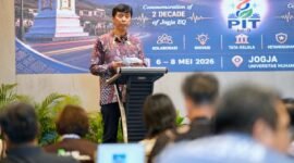 Kepala Pelaksana BPBD DIY, Agustinus Ruruh Haryata, saat membacakan sambutan Gubernur DIY, Sri Sultan Hamengkubuwono X dalam Pertemuan Ilmiah Tahunan (PIT) ke-9 Ikatan Ahli Kebencanaan Indonesia (IABI) di UMY
