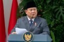 Presiden Prabowo Subianto saat menyampaikan pidato pada Upacara Peringatan Hari Lahir Pancasila di Gedung Pancasila, Jakarta, Senin (1/6/2026). (KM)
