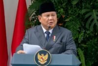 Presiden Prabowo Subianto saat menyampaikan pidato pada Upacara Peringatan Hari Lahir Pancasila di Gedung Pancasila, Jakarta, Senin (1/6/2026). (KM)