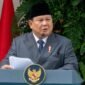 Presiden Prabowo Subianto saat menyampaikan pidato pada Upacara Peringatan Hari Lahir Pancasila di Gedung Pancasila, Jakarta, Senin (1/6/2026). (KM)