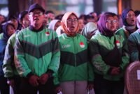 Ratusan mitra pengemudi Grab Indonesia berkumpul memberikan dukungan penuh pada peluncuran 