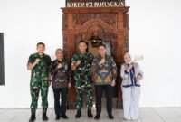 Momen kebersamaan jajaran Korem 072/Pamungkas dan BNI di depan pintu gerbang utama Makorem