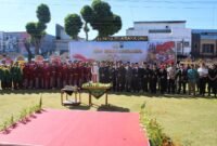 Kodim 0707/Wonosobo dan Polres Wonosobo tergambar jelas dalam sesi foto bersama usai upacara HUT Bhayangkara ke-80 di Wonosobo