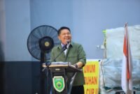 H. Herman Deru memaparkan pentingnya Kejuaraan Pencak Silat Kapolda Cup II sebagai ruang bagi ribuan pesilat unjuk kemampuan, saat memberikan sambutan di GOR Dempo, Palembang
