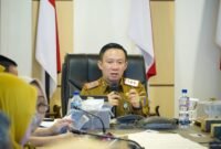 Sekretaris Daerah Provinsi Lampung Marindo Kurniawan menyampaikan keynote speech mengenai kepemimpinan digital dan implementasi Sistem Pemerintahan Berbasis Elektronik (SPBE)