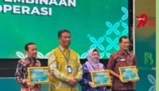 Kepala Subdirektorat Pengabdian Dosen UMY, Dr. drg. Laelia Dwi Anggraini, Sp.KGA., mewakili DRP UMY menerima penghargaan dari Dinkop UKM DIY yang diberikan langsung oleh Kepala Dinkop UKM DIY, Agus Mulyono, S.P., M.T