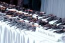 puluhan senjata api rakitan hasil penyerahan sukarela dari masyarakat dipajang saat kegiatan pemusnahan barang bukti di Gedung Serbaguna Presisi Polda Lampung, Bandar Lampung