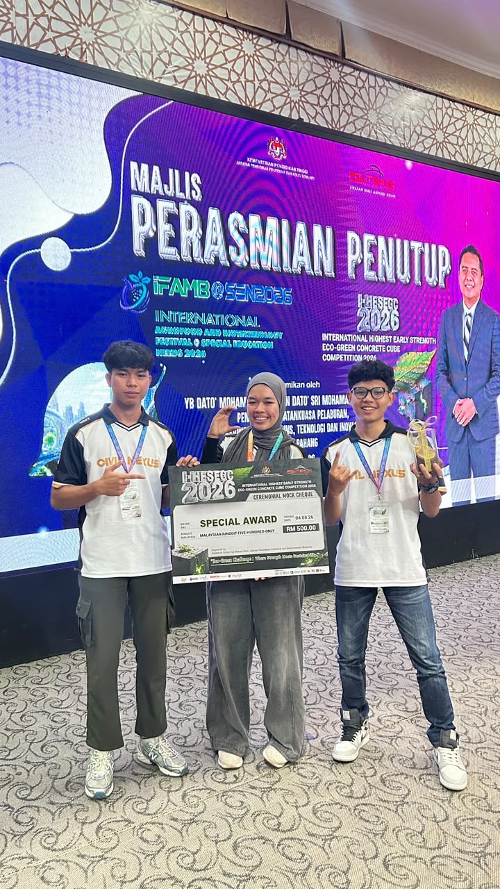 Mahasiswa Teknik UMY yang berhasil meraih tiga penghargaan di Kompetisi Beton Internasional Malaysia