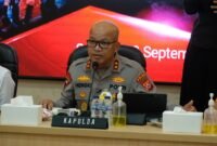 Kapolda Banten Irjen Pol Hengki menyampaikan keterangan pers terkait hasil identifikasi salah satu korban kapal Arupadhatu 1 yang hilang kontak di perairan Selat Sunda, Rabu (23/9/2026).